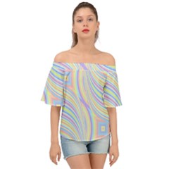 Pastel Color Stripes  Off Shoulder Short Sleeve Top by SpinnyChairDesigns