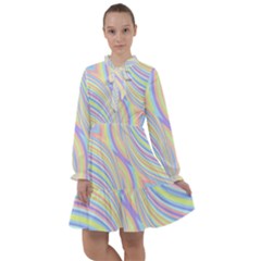 Pastel Color Stripes  All Frills Chiffon Dress