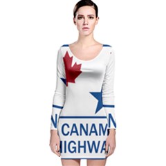 Canam Highway Shield  Long Sleeve Velvet Bodycon Dress by abbeyz71