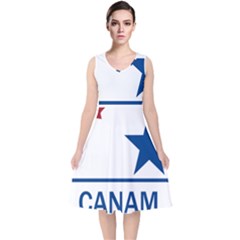 Canam Highway Shield  V-neck Midi Sleeveless Dress  by abbeyz71