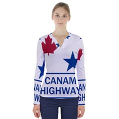 Canam Highway Shield  V-neck Long Sleeve Top by abbeyz71