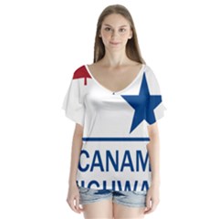 Canam Highway Shield  V-neck Flutter Sleeve Top