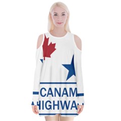 Canam Highway Shield  Velvet Long Sleeve Shoulder Cutout Dress by abbeyz71