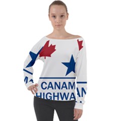 Canam Highway Shield  Off Shoulder Long Sleeve Velour Top by abbeyz71