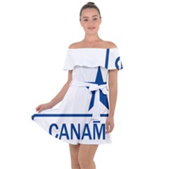 Canam Highway Shield  Off Shoulder Velour Dress