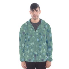 Green Color Polka Dots Pattern Men s Hooded Windbreaker by SpinnyChairDesigns