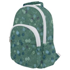 Green Color Polka Dots Pattern Rounded Multi Pocket Backpack by SpinnyChairDesigns