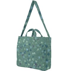 Green Color Polka Dots Pattern Square Shoulder Tote Bag by SpinnyChairDesigns