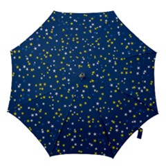 White Yellow Stars On Blue Color Hook Handle Umbrellas (small) by SpinnyChairDesigns