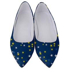 White Yellow Stars On Blue Color Women s Low Heels by SpinnyChairDesigns