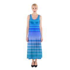 Blue Purple Color Stripes Ombre Sleeveless Maxi Dress by SpinnyChairDesigns