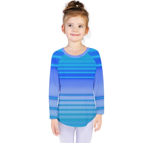 Blue Purple Color Stripes Ombre Kids  Long Sleeve Tee by SpinnyChairDesigns