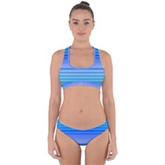 Blue Purple Color Stripes Ombre Cross Back Hipster Bikini Set by SpinnyChairDesigns