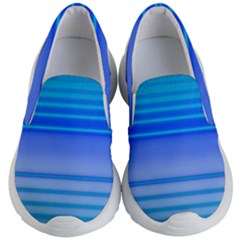 Blue Purple Color Stripes Ombre Kids Lightweight Slip Ons by SpinnyChairDesigns