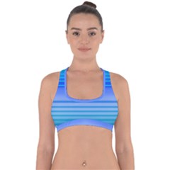 Blue Purple Color Stripes Ombre Cross Back Hipster Bikini Top  by SpinnyChairDesigns