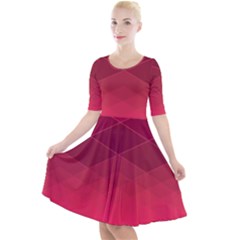 Hot Pink And Wine Color Diamonds Quarter Sleeve A-line Dress by SpinnyChairDesigns