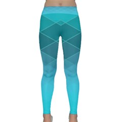 Aqua Blue And Teal Color Diamonds Classic Yoga Leggings by SpinnyChairDesigns