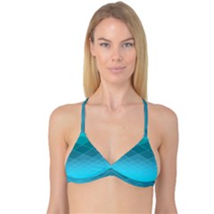Aqua Blue And Teal Color Diamonds Reversible Tri Bikini Top by SpinnyChairDesigns