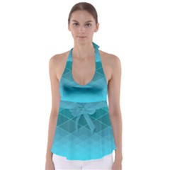 Aqua Blue And Teal Color Diamonds Babydoll Tankini Top by SpinnyChairDesigns