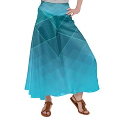 Aqua Blue And Teal Color Diamonds Satin Palazzo Pants by SpinnyChairDesigns