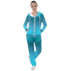 Aqua Blue And Teal Color Diamonds Women s Tracksuit by SpinnyChairDesigns