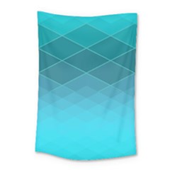 Aqua Blue And Teal Color Diamonds Small Tapestry by SpinnyChairDesigns