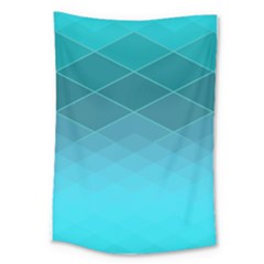 Aqua Blue And Teal Color Diamonds Large Tapestry by SpinnyChairDesigns