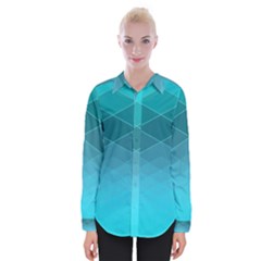 Aqua Blue and Teal Color Diamonds Womens Long Sleeve Shirt