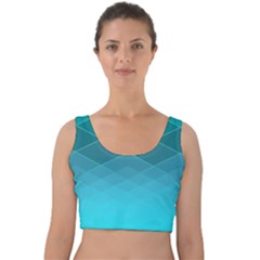 Aqua Blue and Teal Color Diamonds Velvet Crop Top