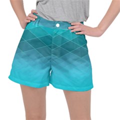 Aqua Blue And Teal Color Diamonds Ripstop Shorts by SpinnyChairDesigns