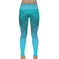 Aqua Blue And Teal Color Diamonds Lightweight Velour Classic Yoga Leggings by SpinnyChairDesigns