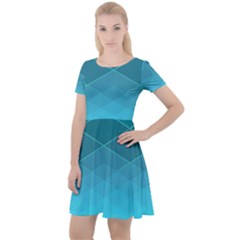 Aqua Blue and Teal Color Diamonds Cap Sleeve Velour Dress 