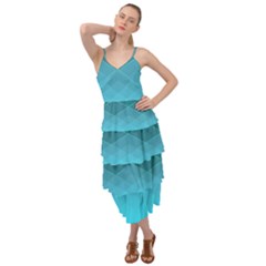 Aqua Blue And Teal Color Diamonds Layered Bottom Dress by SpinnyChairDesigns