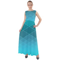 Aqua Blue And Teal Color Diamonds Chiffon Mesh Boho Maxi Dress by SpinnyChairDesigns
