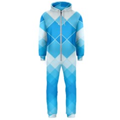 Light Blue And White Color Diamonds Hooded Jumpsuit (men)  by SpinnyChairDesigns