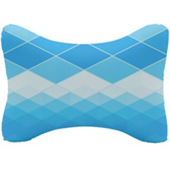 Light Blue And White Color Diamonds Seat Head Rest Cushion by SpinnyChairDesigns