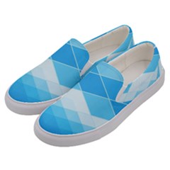 Light Blue And White Color Diamonds Men s Canvas Slip Ons by SpinnyChairDesigns