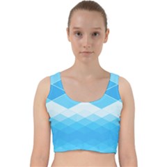 Light Blue and White Color Diamonds Velvet Racer Back Crop Top