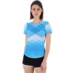 Light Blue And White Color Diamonds Back Cut Out Sport Tee