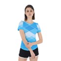 Light Blue and White Color Diamonds Back Cut Out Sport Tee View2