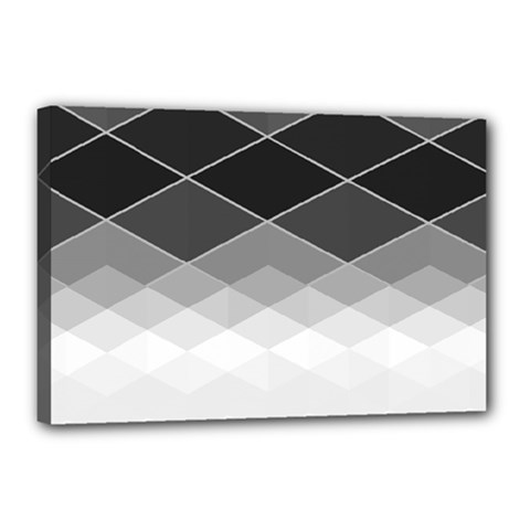 Black White Grey Color Diamonds Canvas 18  X 12  (stretched)