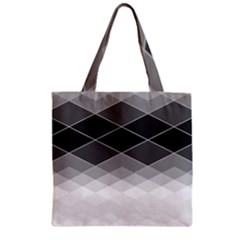 Black White Grey Color Diamonds Zipper Grocery Tote Bag by SpinnyChairDesigns
