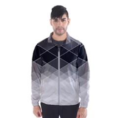 Black White Grey Color Diamonds Men s Windbreaker by SpinnyChairDesigns