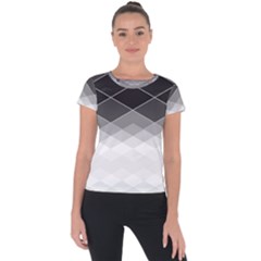 Black White Grey Color Diamonds Short Sleeve Sports Top  by SpinnyChairDesigns