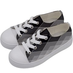 Black White Grey Color Diamonds Kids  Low Top Canvas Sneakers by SpinnyChairDesigns