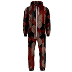 Auburn Grey And Tan Truchet Tiles Hooded Jumpsuit (men) 