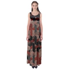 Auburn Grey And Tan Truchet Tiles Empire Waist Maxi Dress by SpinnyChairDesigns