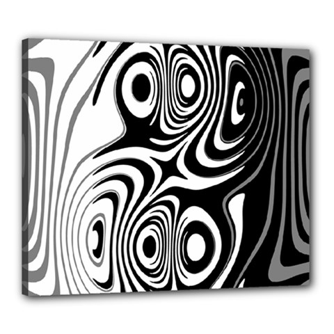 Black And White Abstract Stripes Canvas 24  X 20  (stretched) by SpinnyChairDesigns