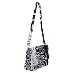 Black And White Abstract Stripes Shoulder Bag With Back Zipper by SpinnyChairDesigns