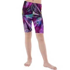 Fractal Circles Abstract Kids  Mid Length Swim Shorts